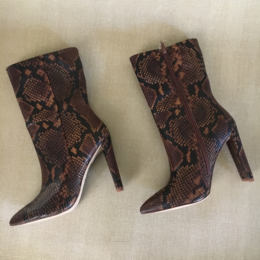 Aldo Brown Faux Snakeskin Booties